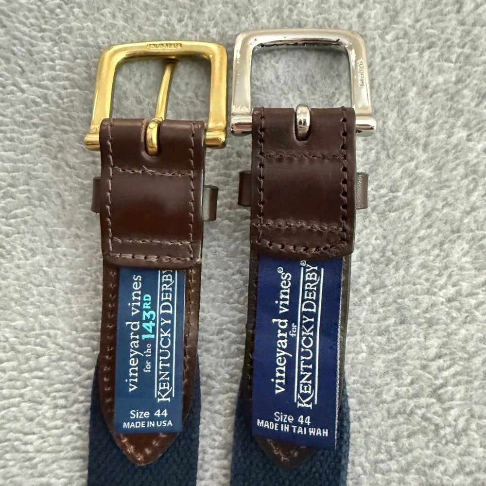 Vineyard Vines Kentucky Derby Belts Lot of 2 Men Size 44 Pink Floral Blue Bowtie